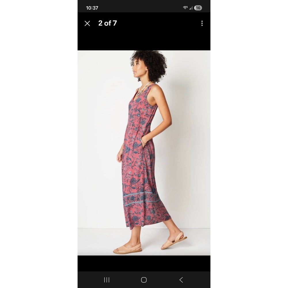 J. Jill Dreamscape Border-Print Maxi Dress $159 EUC M‎ Boho Hippie Fairy